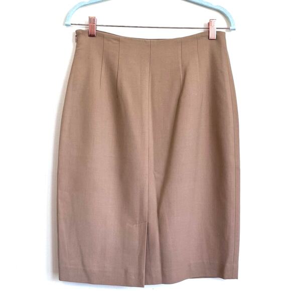 Lauren Ralph Lauren Women Wool Pencil Skirt Size 8 Tan Old Money Preppy Academia - Picture 2 of 4